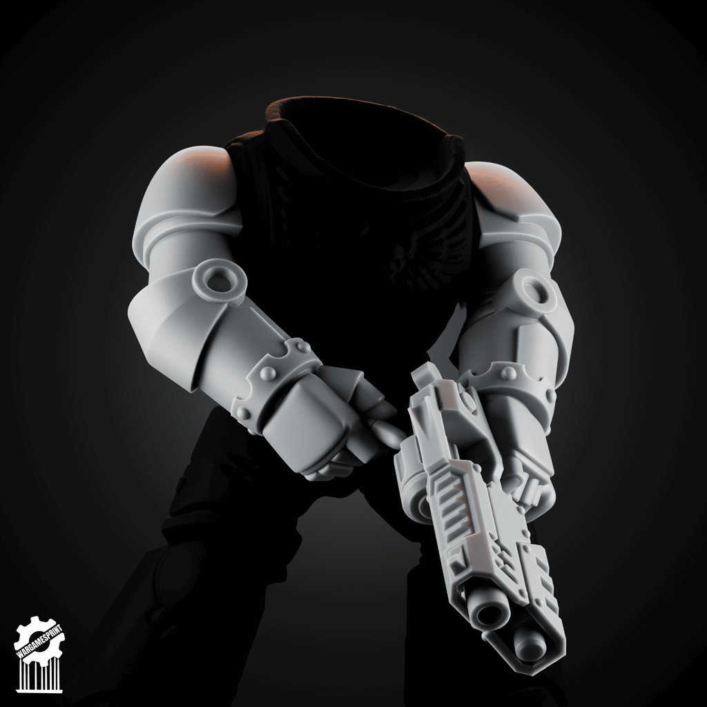 Grimdark Heavy Revolver Kit + 5 Dynamic Arms – Heroic 32mm Scale - resin bit - Sharkass