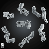 Grimdark Heavy Revolver Kit + 5 Dynamic Arms – Heroic 32mm Scale - resin bit - Sharkass