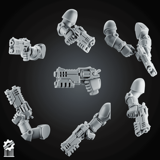 Grimdark Heavy Revolver Kit + 5 Dynamic Arms – Heroic 32mm Scale [Supported]