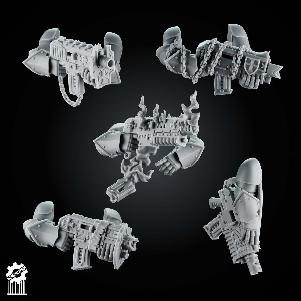 SET 1 - Crusader blaster with arms – Gothic Sci-Fi Bits - resin bit - Sharkass