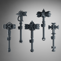 SET1 - Crusader Power Hammers – Gothic Melee Weapons for Black Crusade Knights – 32mm Kitbash Bits (x5) - Left Without arms