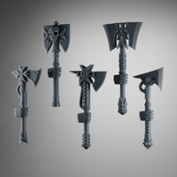 SET2 - 5 Crusader Axes – Gothic Melee Weapons for Black Crusade Knights – 32mm Kitbash Bits - Left Without arms - resin bit