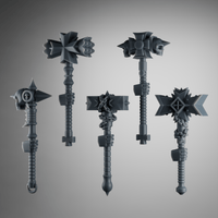 SET2 - Crusader Power Hammers – Gothic Melee Weapons for Black Crusade Knights – 32mm Kitbash Bits (x5) - Left Without arms