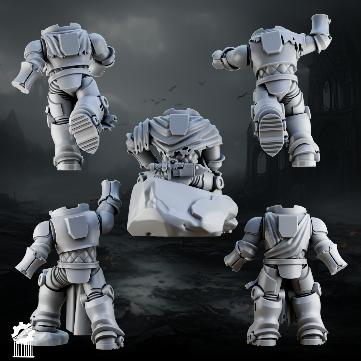 Shadowguard Bodies Set 2 STL – pre-supported knight bodies, 32mm