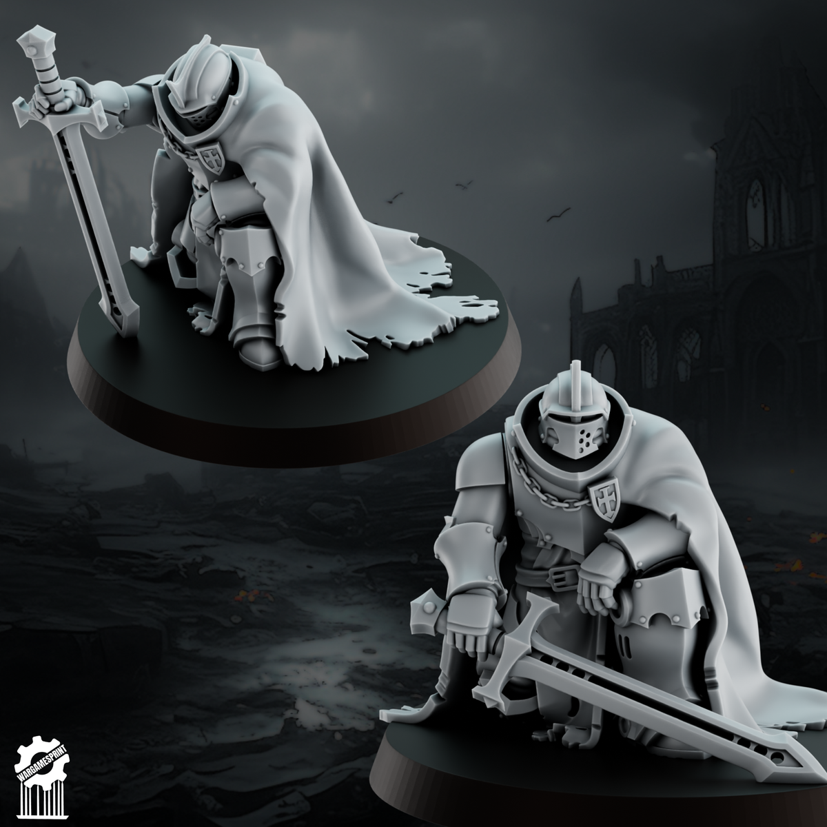 Shadowguards Crusader Infantry – Sword Squad (5 Miniatures) - resin bit - Sharkass