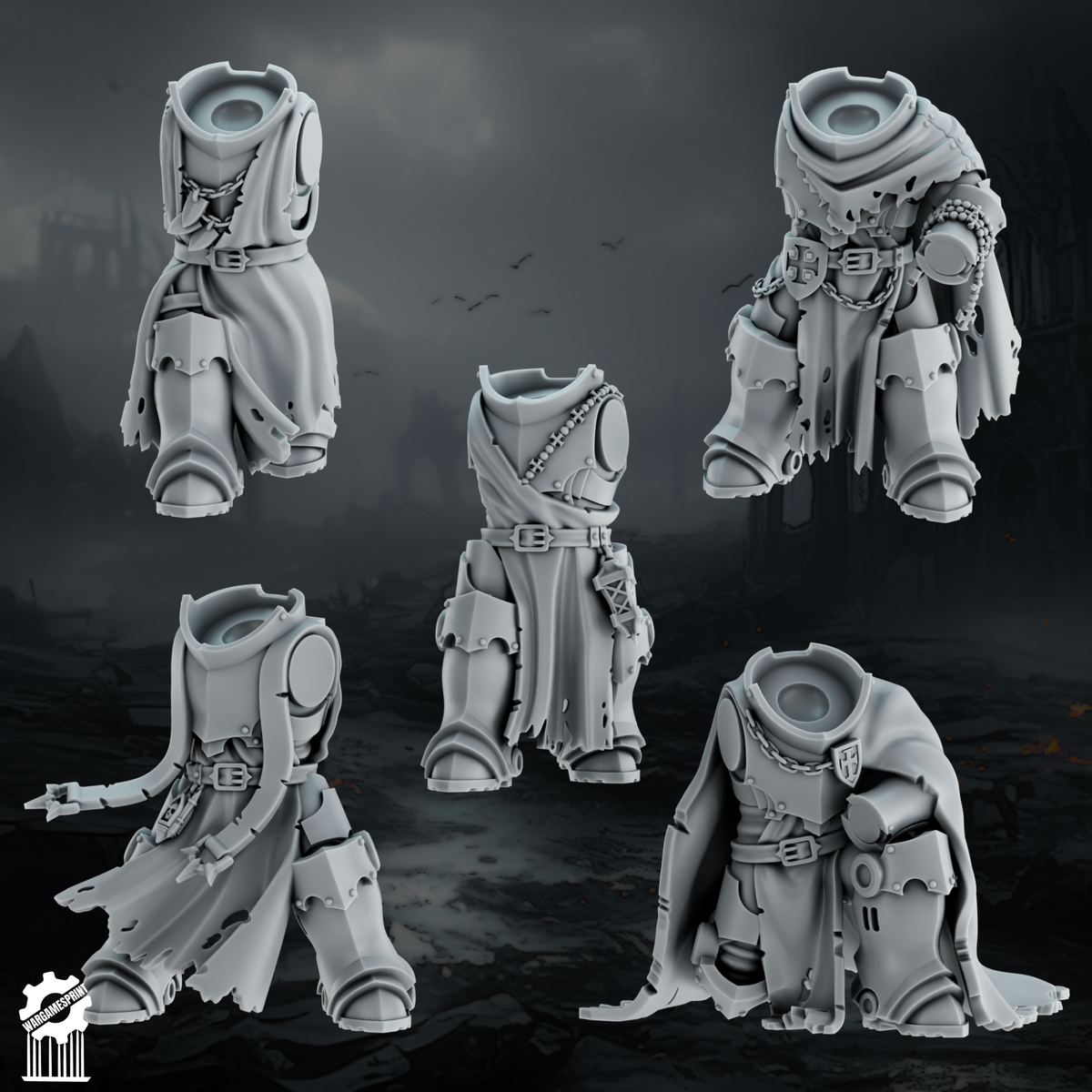 Shadowguards Crusader Infantry – Sword Squad (5 Miniatures) - resin bit - Sharkass