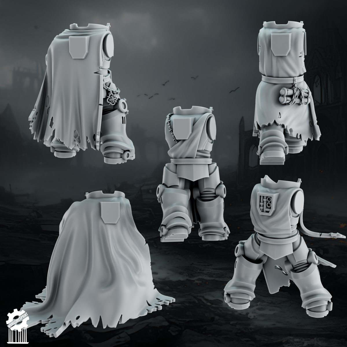 Shadowguards Crusader Infantry – Sword Squad (5 Miniatures) - resin bit - Sharkass