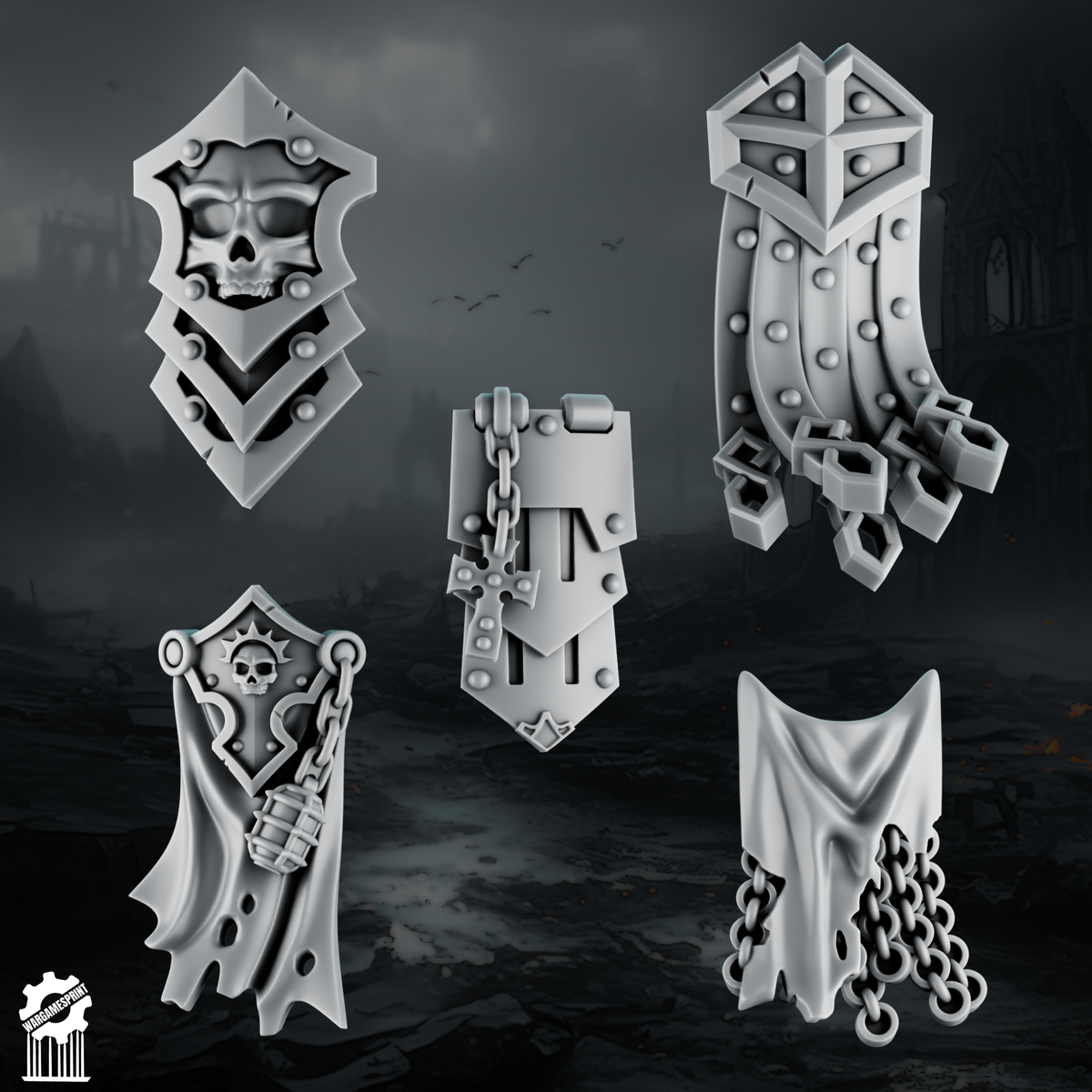 Crusader Shadowguard Armored Loincloths – Set of 5 - resin bit - Sharkass