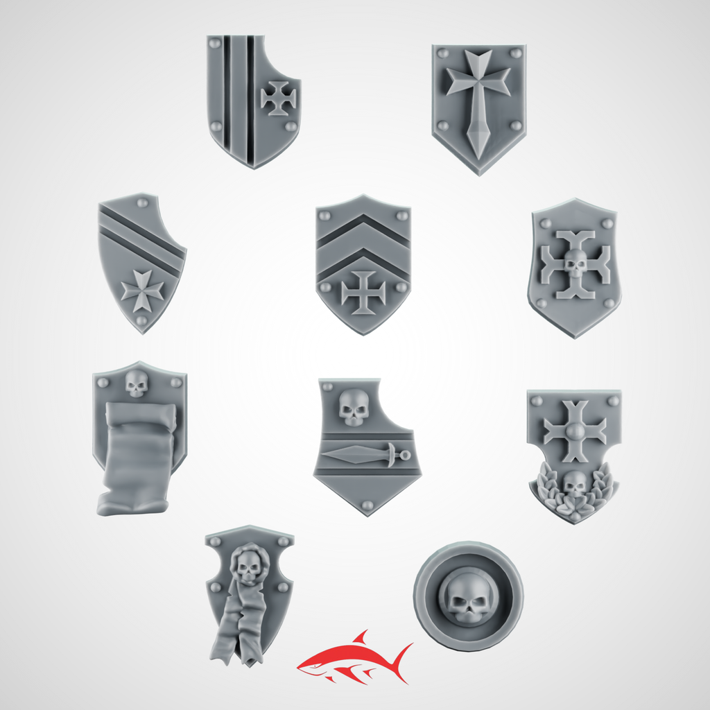 Black Crusader SET 1 Shoulder Shield Greytide - resin bit - Sharkass