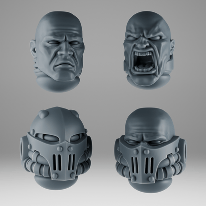 Exterminator Steel Paladins Squad x5  with Claws, Shields and Power Weapons – 32mm Grimdark Miniatures [Sharkass Exclusive]
