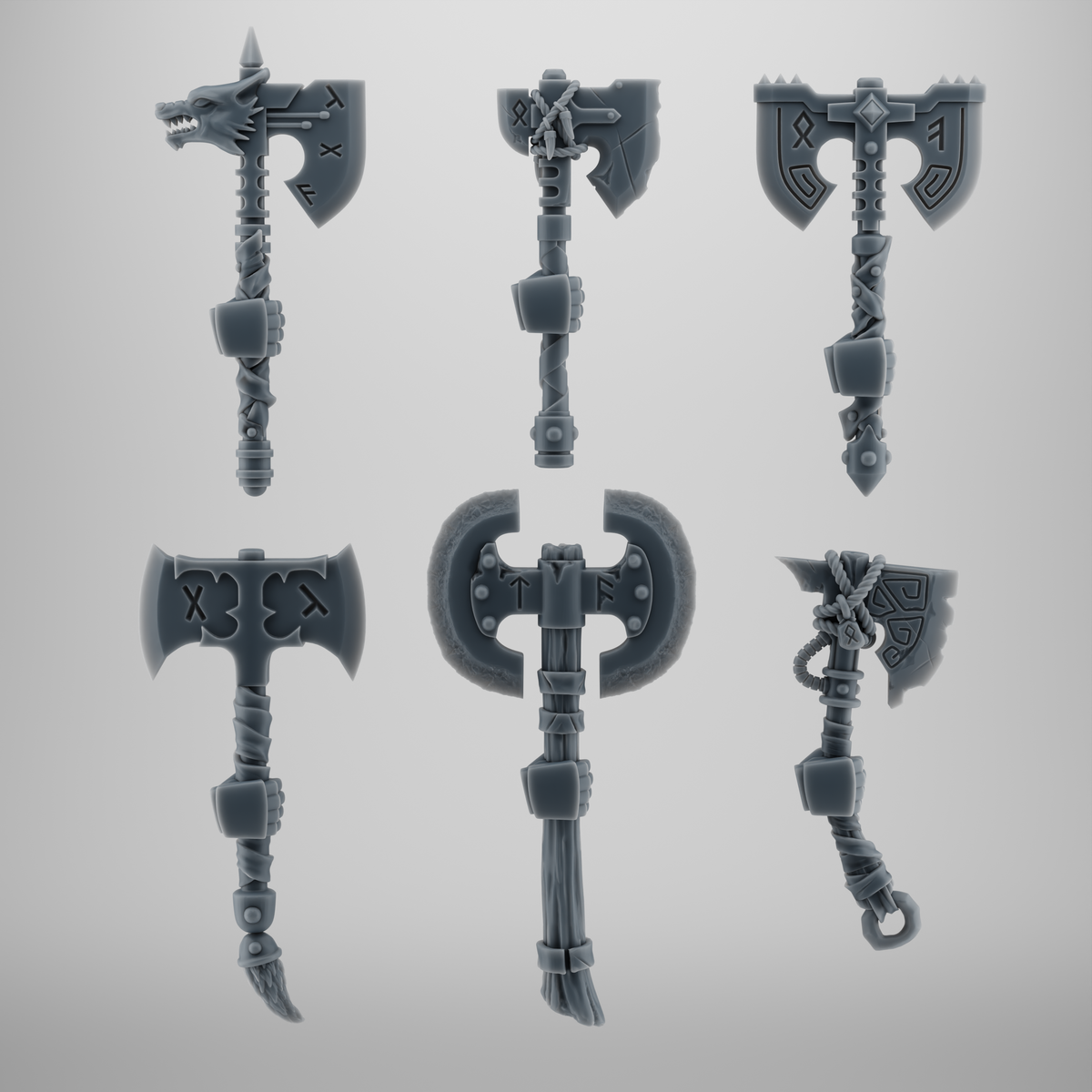 SET 4 - 5 Viking Axes for Kitbash – Grimdark Custom Bits for Wolf Warriors – 28mm / 32mm Scale Wargame - Left Without arms