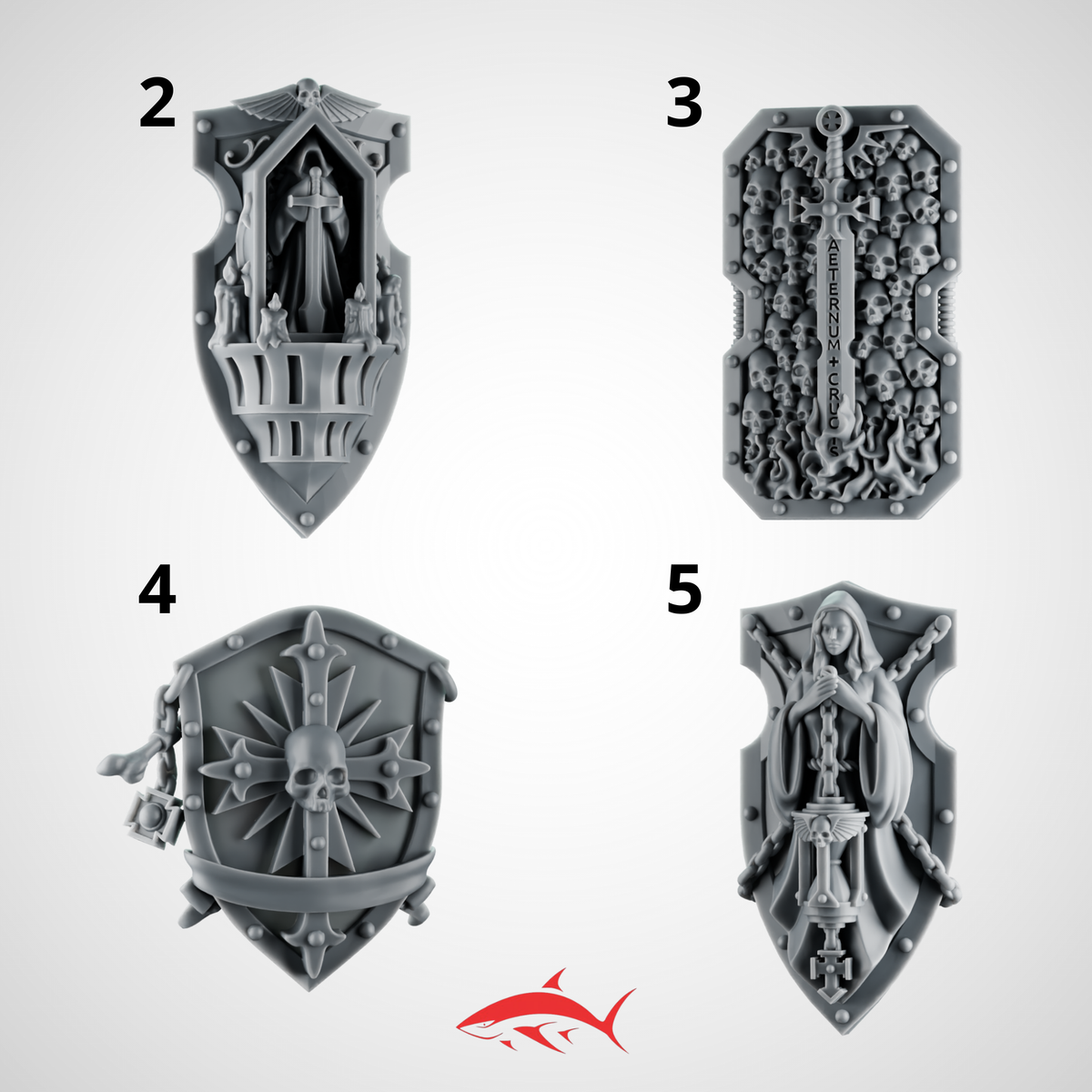 Black Crusader Shield Greytide - Left 2 - resin bit - Sharkass