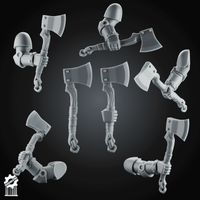 SET1 Grimdark Tomahawk Kit + 5 Dynamic Arms – Heroic 32mm Scale - resin bit - Sharkass