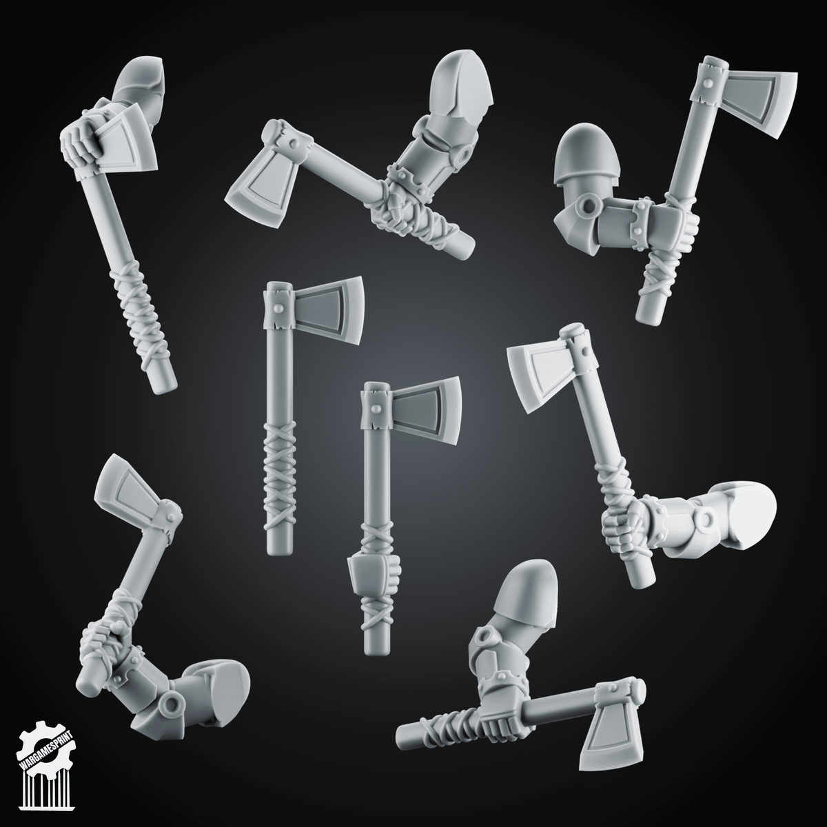 SET2 Grimdark Tomahawk Kit + 6 Dynamic Arms – Heroic 32mm Scale - resin bit - Sharkass