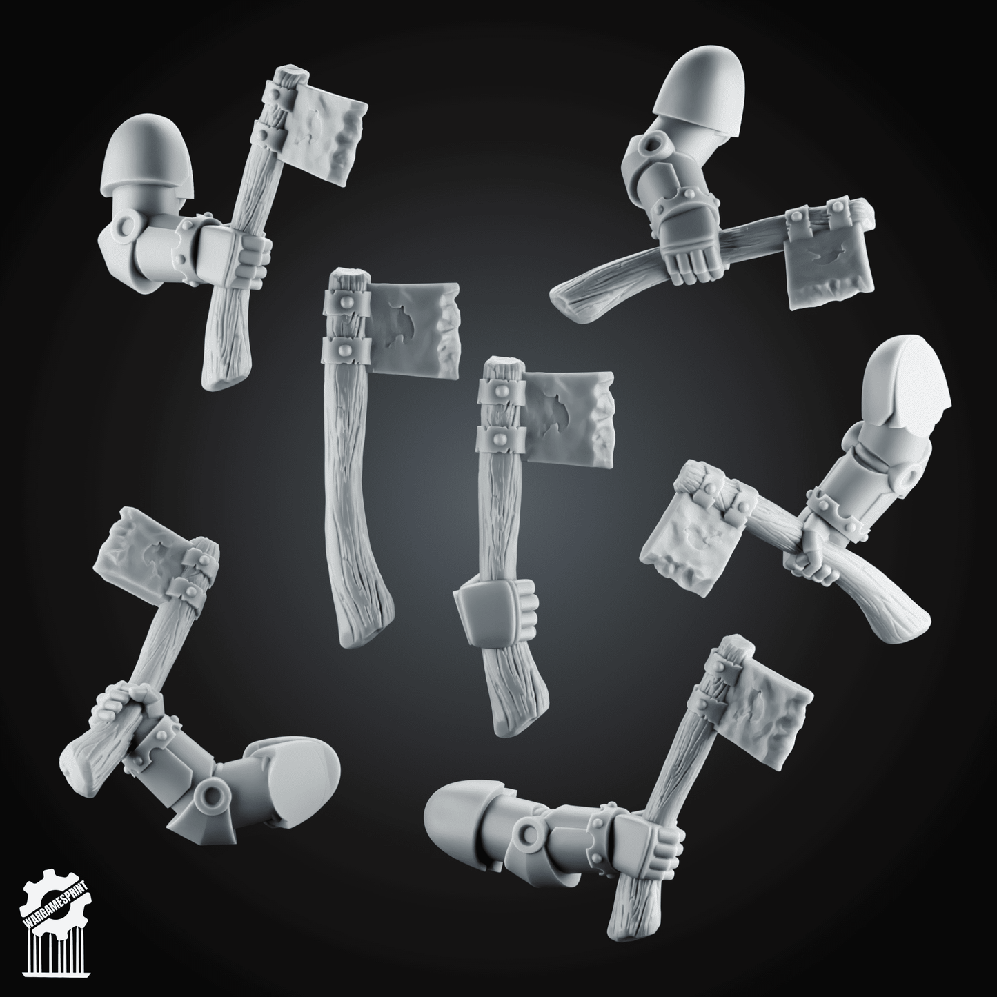 SET4 Grimdark Tomahawk Kit + 5 Dynamic Arms – Heroic 32mm Scale [Supported]