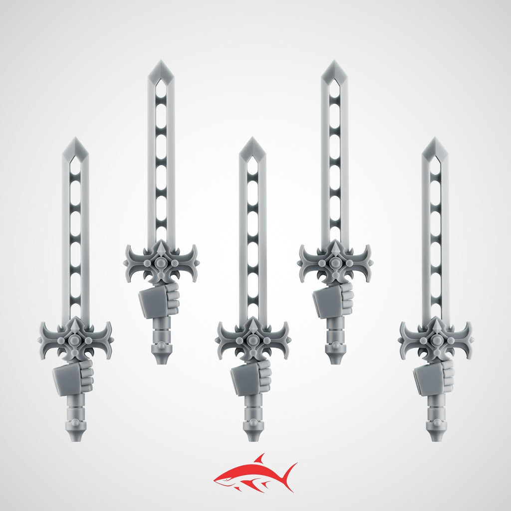 Set 3 - 5 Black Crusader without Chain Swords – Knightly Power Blades - Left - resin bit - Sharkass