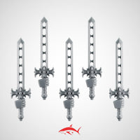 Set 3 - 5 Black Crusader without Chain Swords – Knightly Power Blades - Left - resin bit - Sharkass
