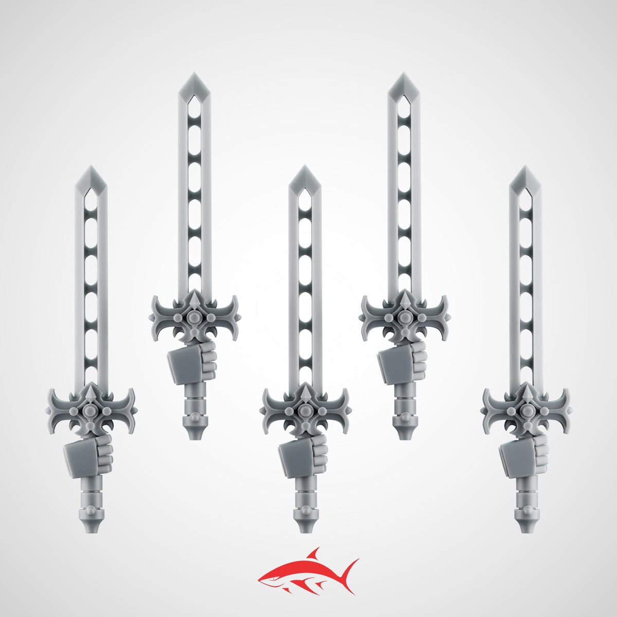 Set 3 - 5 Black Crusader without Chain Swords – Knightly Power Blades - Left - resin bit - Sharkass