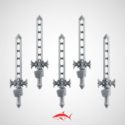 Set 3 - 5 Black Crusader without Chain Swords – Knightly Power Blades – Ultra HD 14K