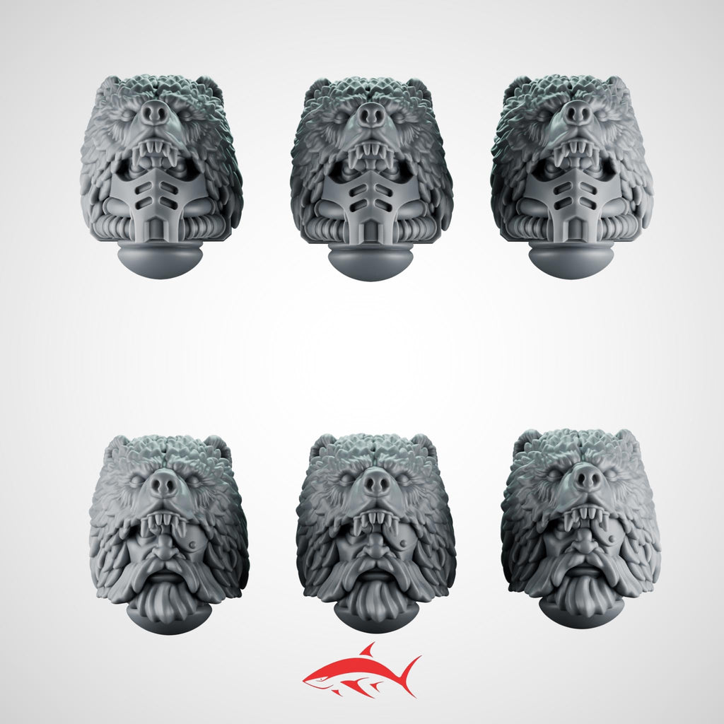 Head Bears Primal Hound Greytide - 32mm scale resin bit - Sharkass