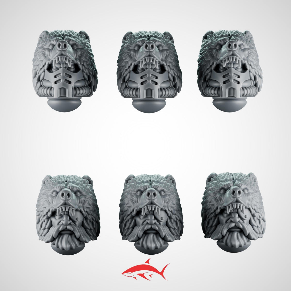 Head Bears Primal Hound Greytide - 32mm scale resin bit - Sharkass