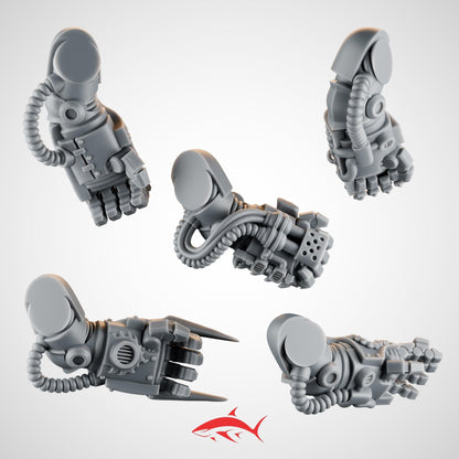 Set 2 – 5 Emberforge Power Fists for Fire Lizard – Spiked Talons, Dragon-Scale Bracers & Cable-Linked Vents