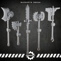 Bionic Legions Cybernetic Axes & Spear – 5 melee weapons – render 1 STL