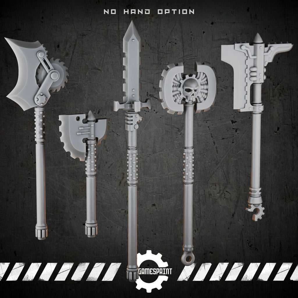 Bionic Legions Cybernetic Axes & Spear – render 2 STL