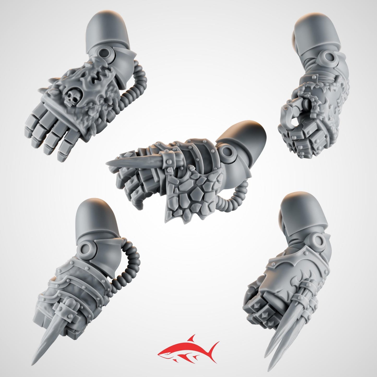 Set 1 – 5 Emberforge Power Fists for Fire Lizard – Spiked Talons, Dragon-Scale Bracers & Cable-Linked Vents