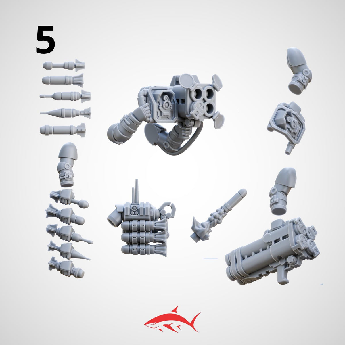 Missile Launcher Generic and Accessories for Demolition Team - 5 - 32mm scale resin bit - Sharkass