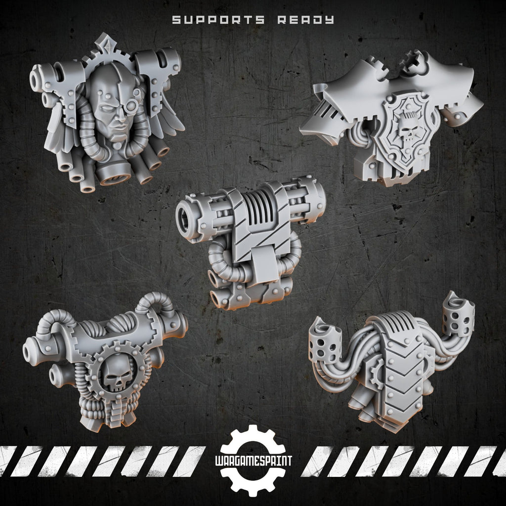 Bionic Legions Armoured Backpacks Set 1 – 5 industrial power packs – render 1 STL