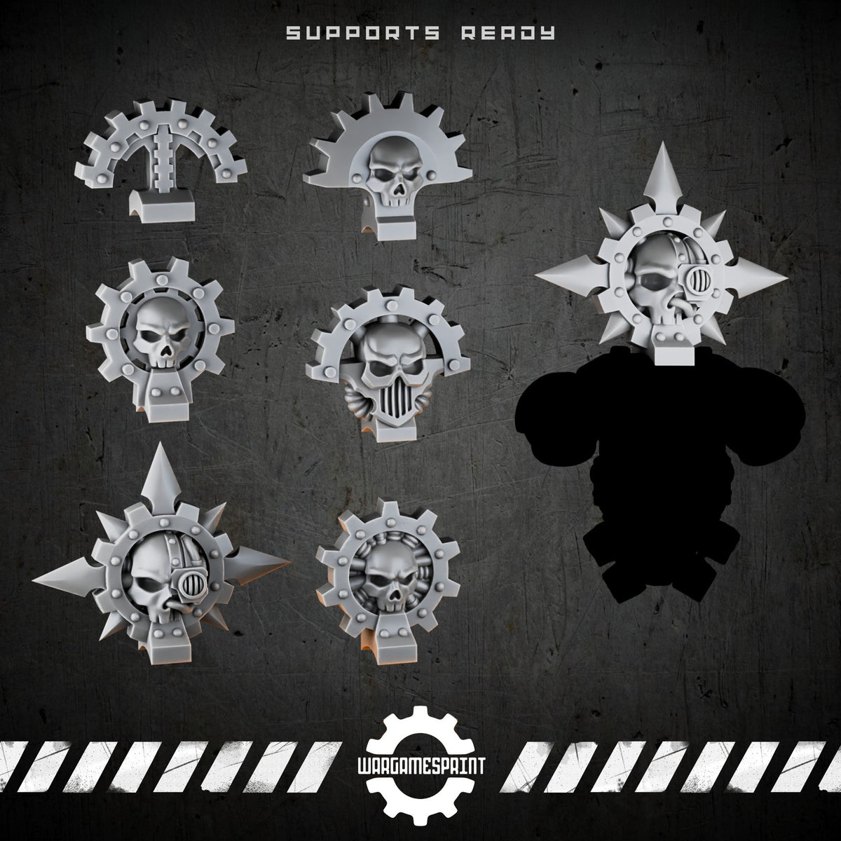 Bionic Legions Backpack Toppers & Decorations – 6 cybernetic backpack bits – render 1 STL