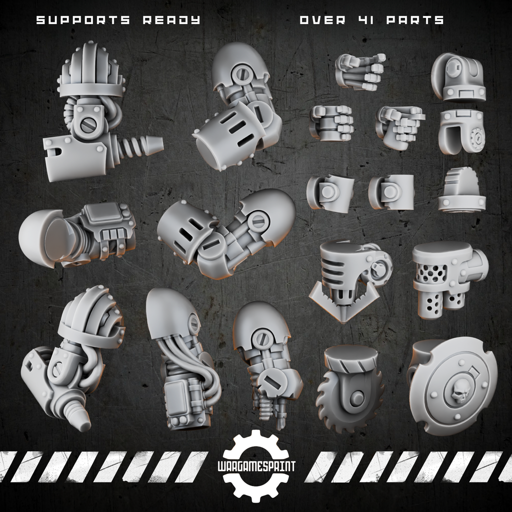 Bionic Legions Modular Arm & Hand System – 41 parts, 7 weapon modules – render 1 STL