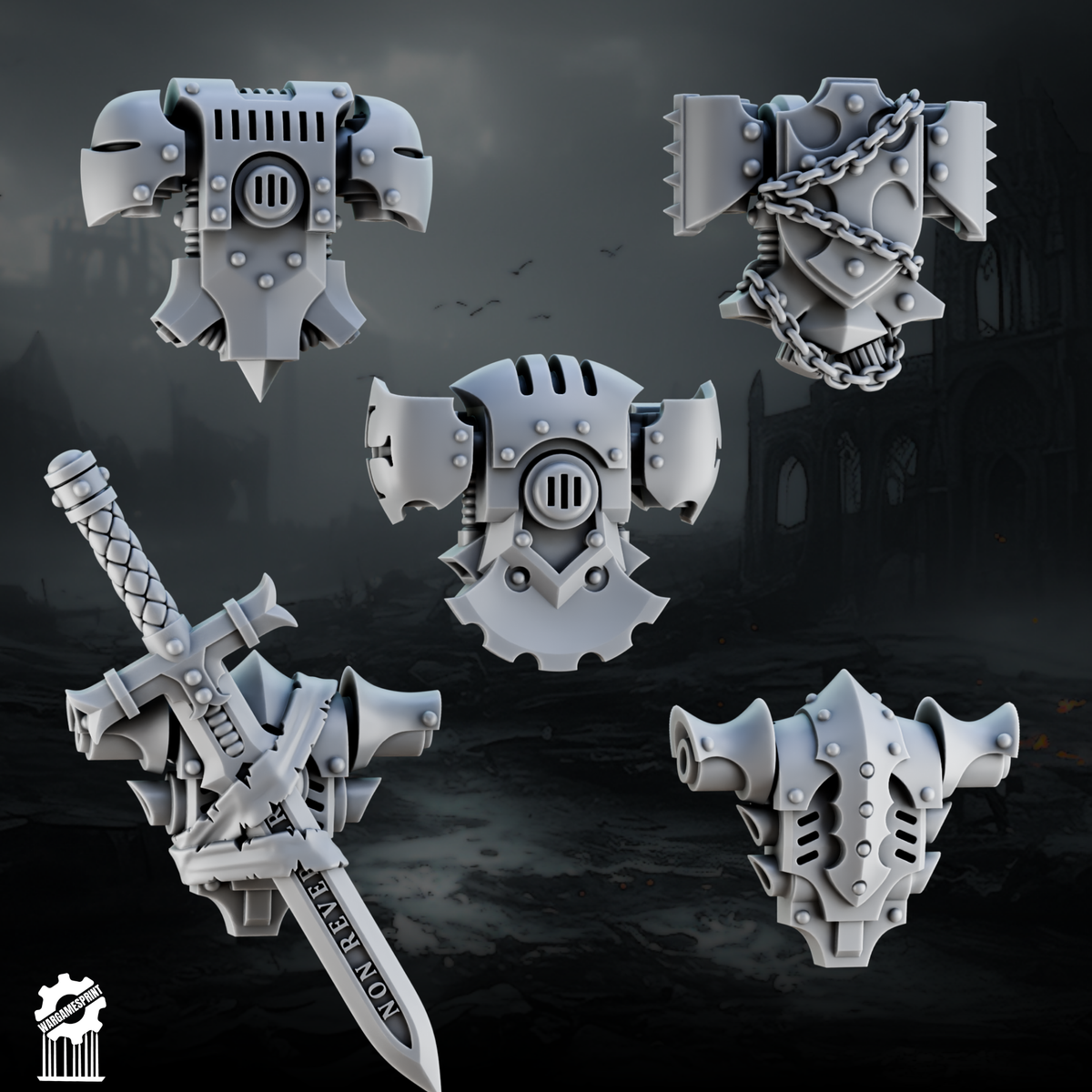 Crusader and Shadowguard Backpacks Set 2 STL render 1
