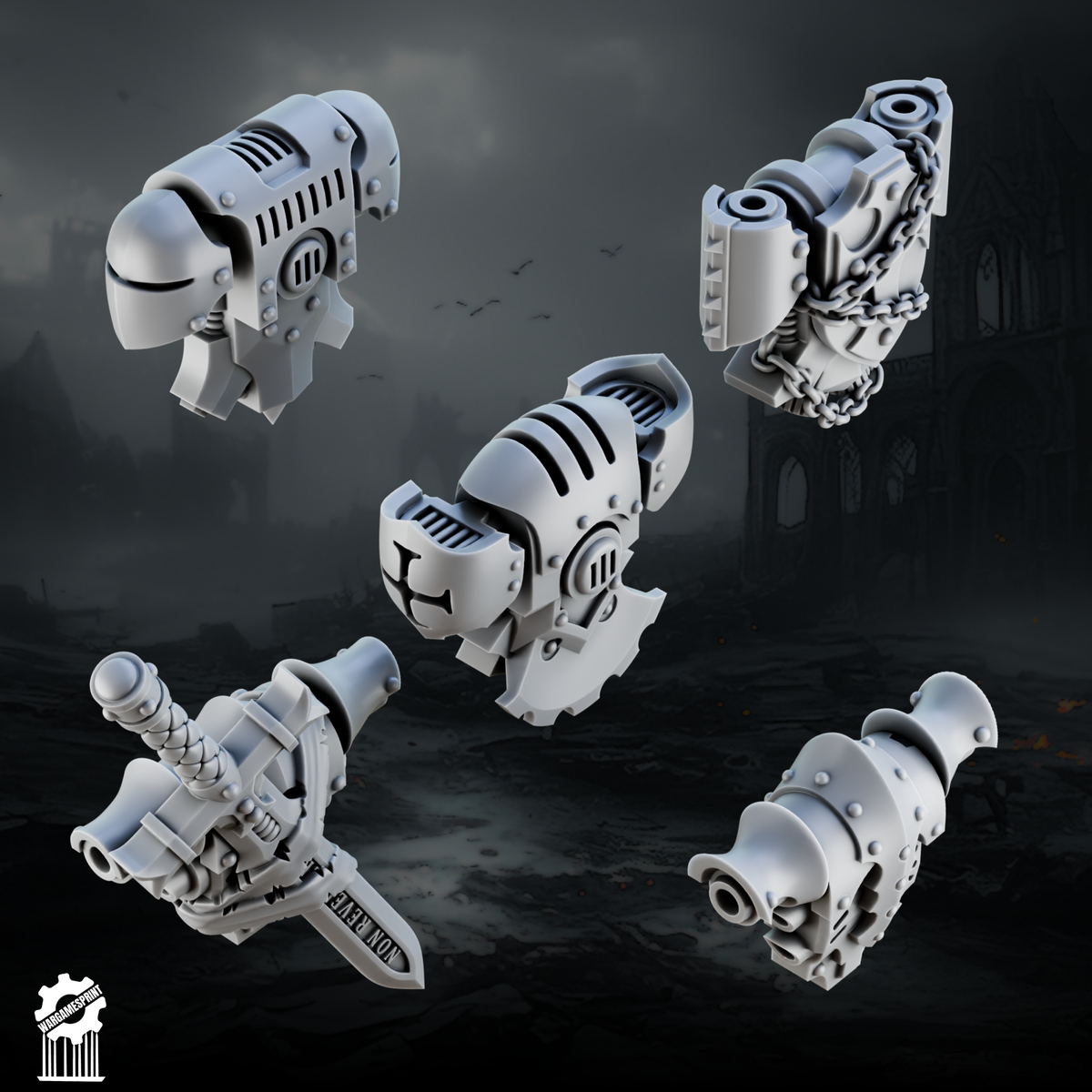 Crusader and Shadowguard Backpacks Set 2 STL render 2