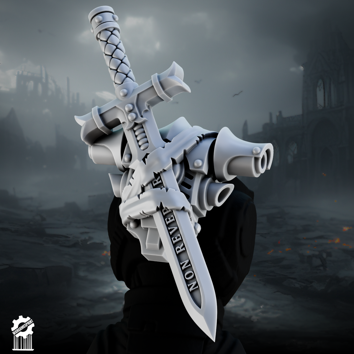 Crusader and Shadowguard Backpacks Set 2 STL render 3