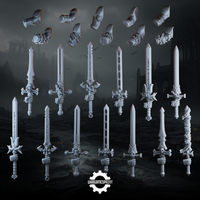 Black Crusader Sword Arms Bundle STL render 1