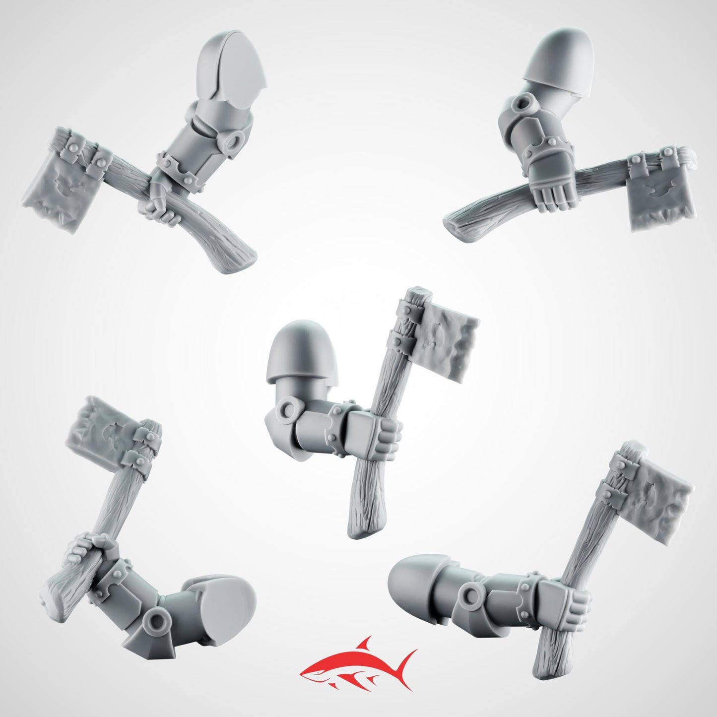 SET4 - 5 Tomahawk With Arms–  Battle Axes Generic Melee Weapons Bits Ultra HD 14K