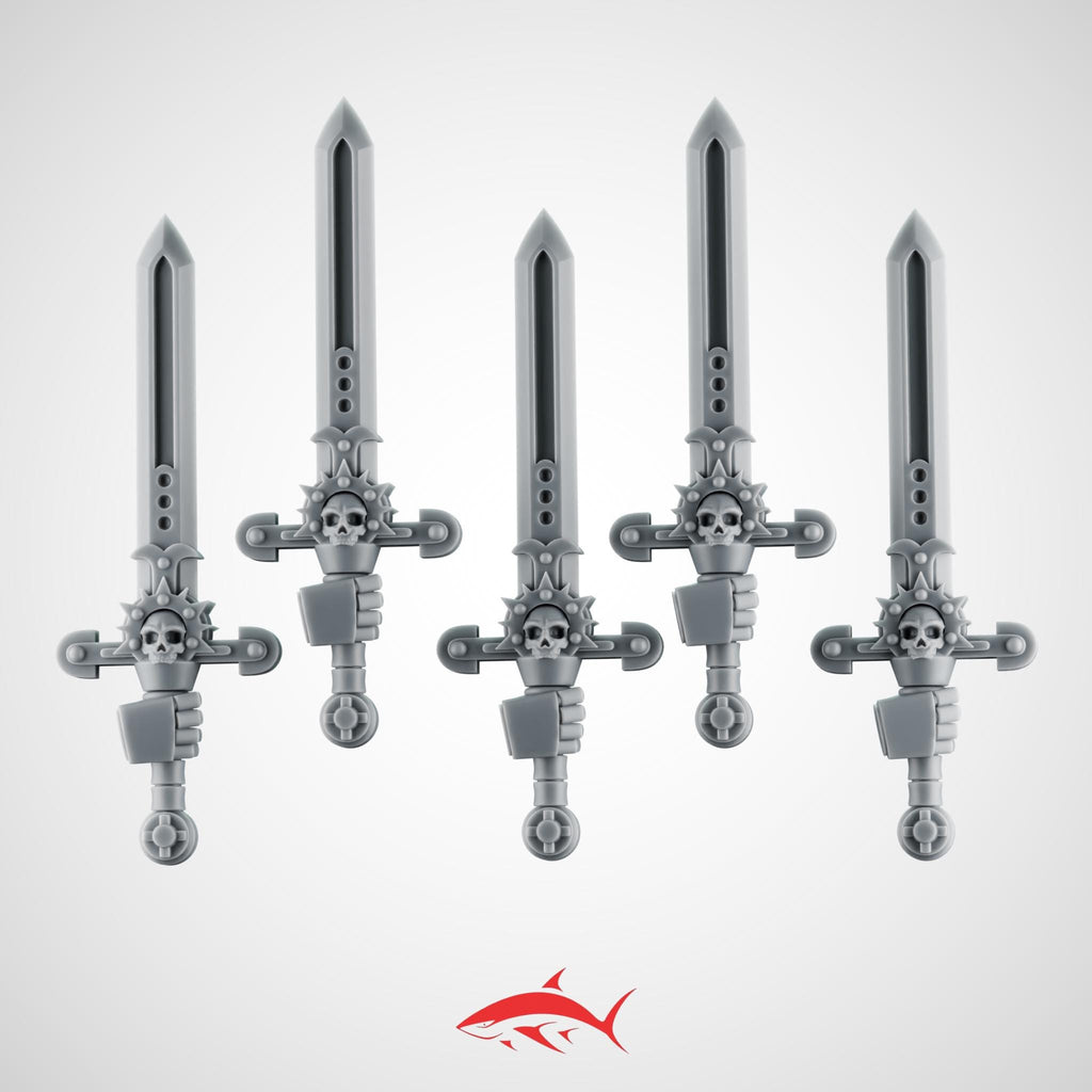 Set 6 - 5 Black Crusader without Chain Swords – Knightly Power Blades - Left - resin bit - Sharkass