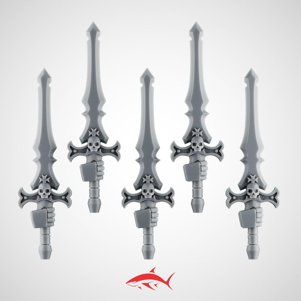 Set 1 - 5 Black Crusader Swords – Knightly Power Blades - Left - resin bit - Sharkass