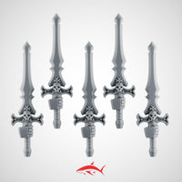 Set 1 - 5 Black Crusader Swords – Knightly Power Blades - Left - resin bit - Sharkass