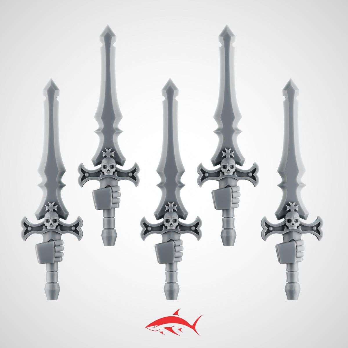 Set 1 - 5 Black Crusader Swords – Knightly Power Blades - Left - resin bit - Sharkass