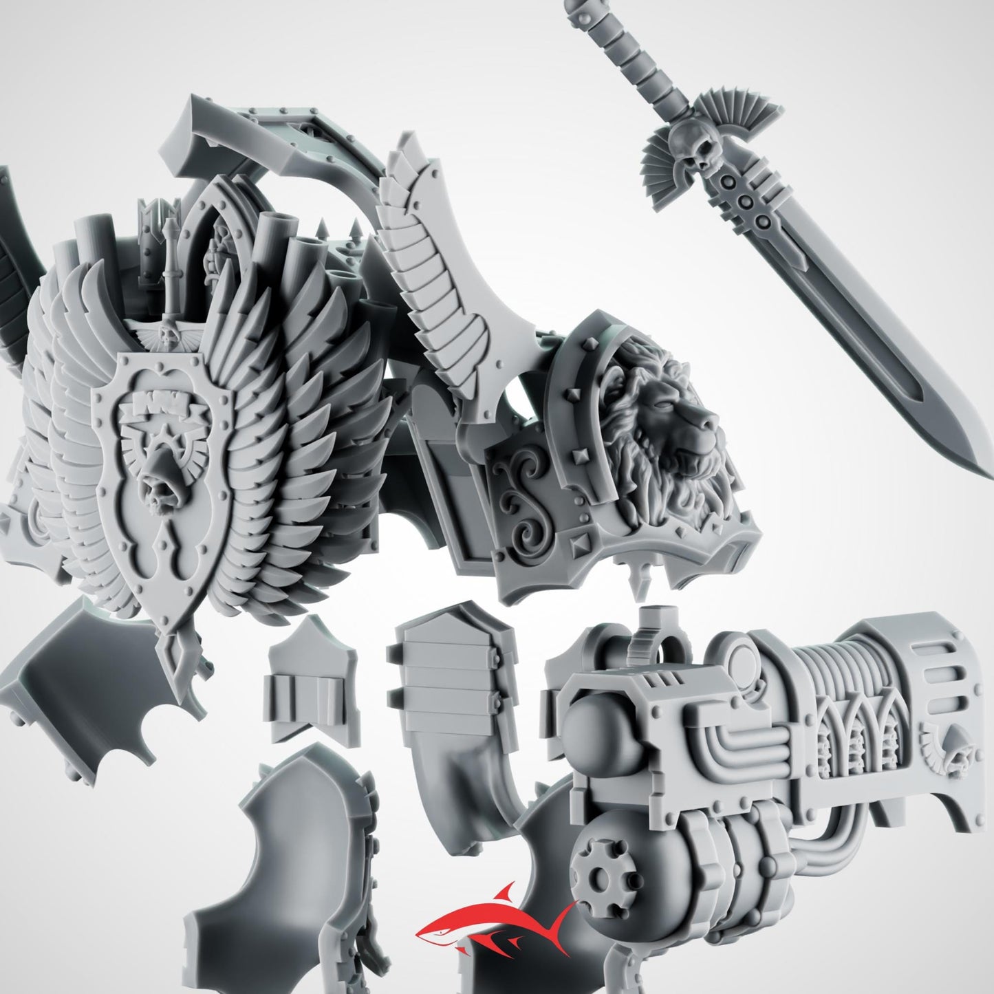 Dread Kit Angel of the Death – Gothic Lion Plates, Wings & Relic Censers – Redemptor-Size Upgrade – Ultra HD 14K Resin [Sharkass Exclusive]