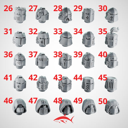 Bundle Of Head For Black Crusader – Wargame Grimdark - Ultra HD 14K