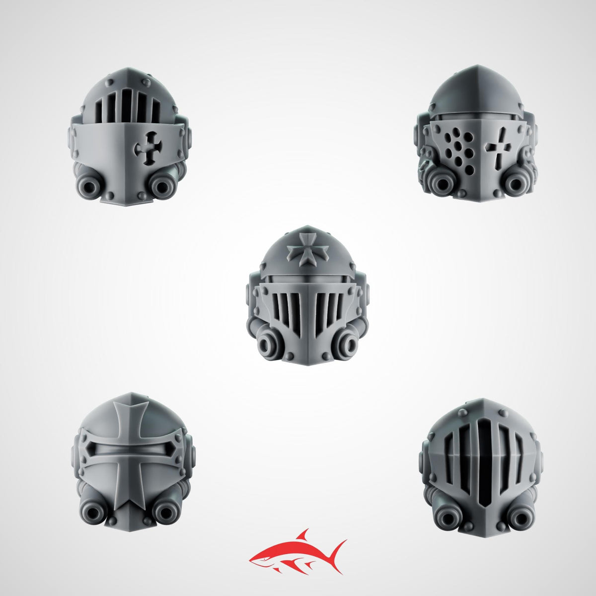 Head Set 2 Termi Eternal Crusader Greytide - 32mm scale resin bit - Sharkass