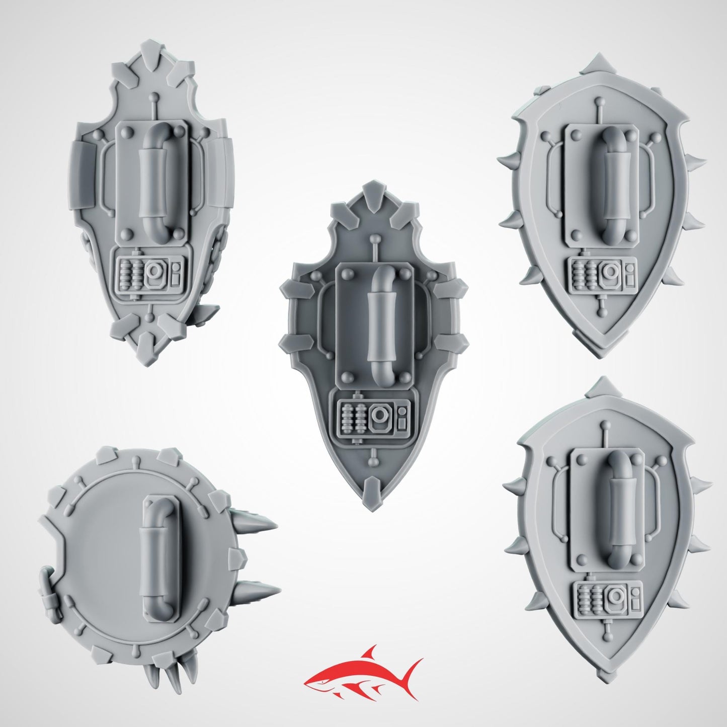 5 Greytide Shields Without Hands for Fire Lizard – Spike, Dragon Head And Claw