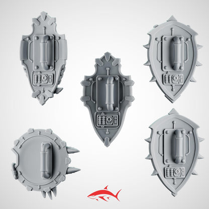 5 Greytide Shields Without Hands for Fire Lizard – Spike, Dragon Head And Claw