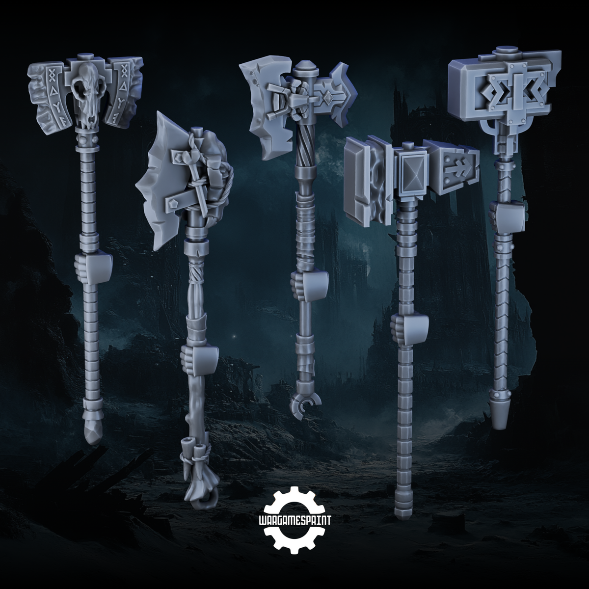 Space Viking Double-Handed Axes & Hammers STL 2