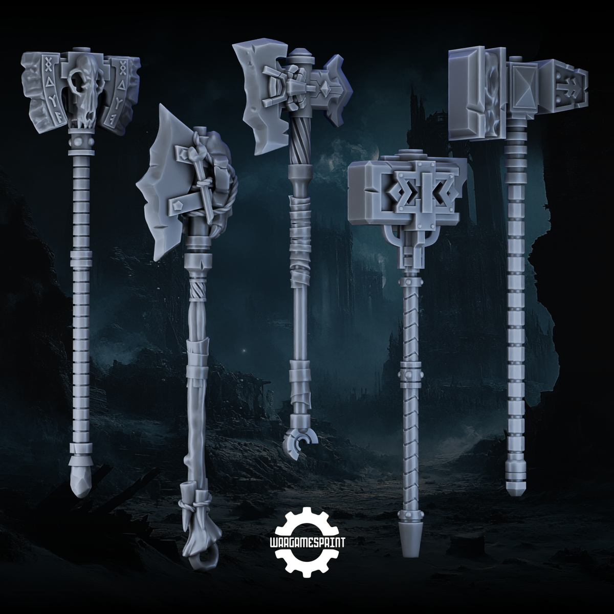 Space Viking Double-Handed Axes & Hammers STL 3