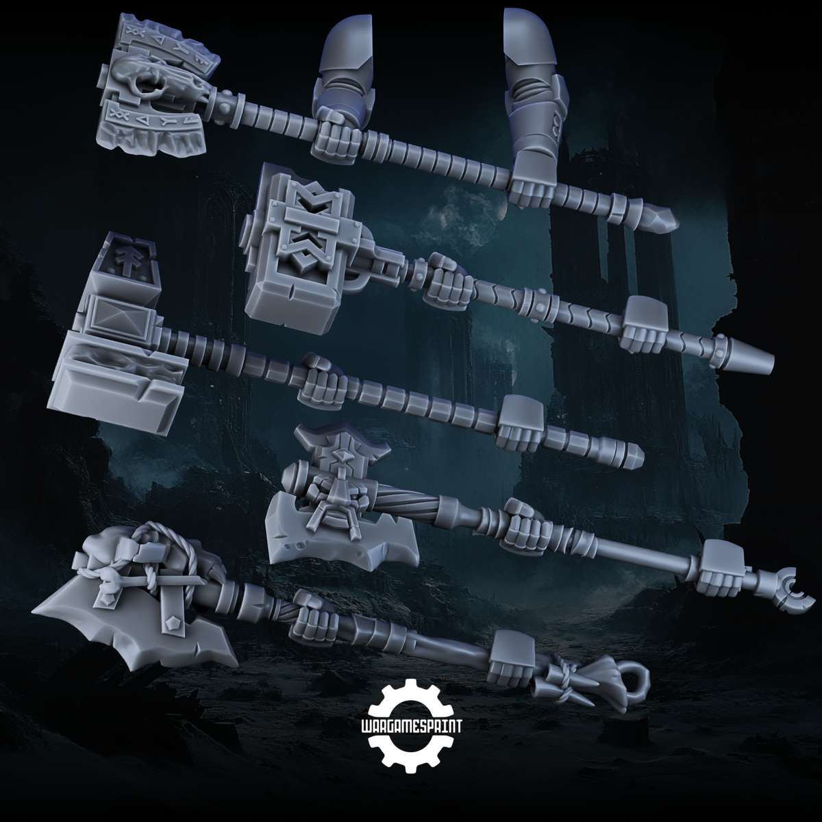 Space Viking Double-Handed Axes & Hammers STL 4